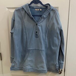 LOGO by Lori Goldstein Blue Hooded Denim Sweatshirt